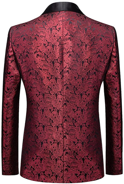 Men's Paisley Red 2 Piece Shawl Lapel Tuxedo Men's Suit