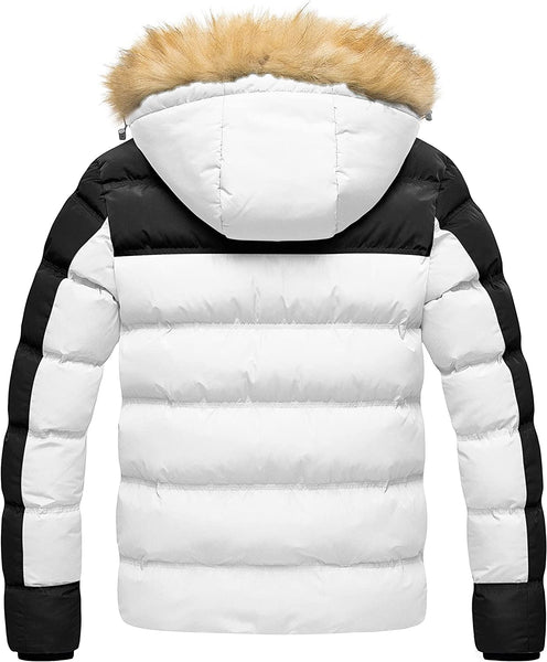 Winter Bubble White Parka Fur Hooded Men's Puffer Jacket