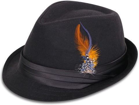 Franeker Black-Orange Classic Manhattan Trilby Fedora Hat