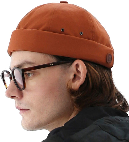 Geldrop Brick Brimless Leather Strap Beanie Cap