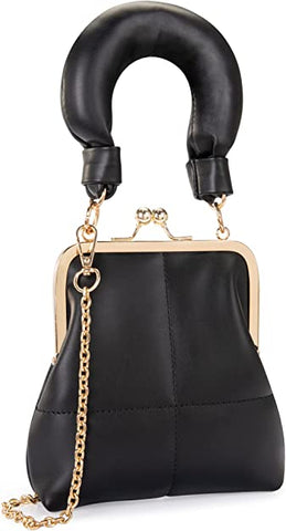 Soft Top Handy Black Handbag w/Chain
