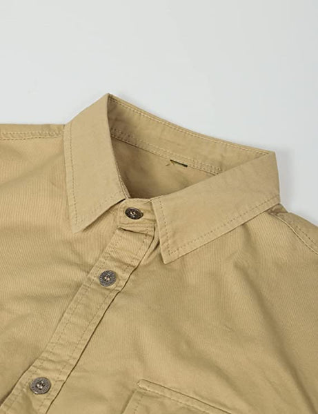 Men's Military White Button Down Short Sleeve Tactical Shirt