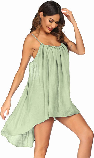 Summer Aqua Green Loose Backless Beach Cover Up