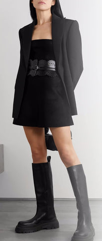 Knee High Platform Black Chunky Block Heel Riding Boots