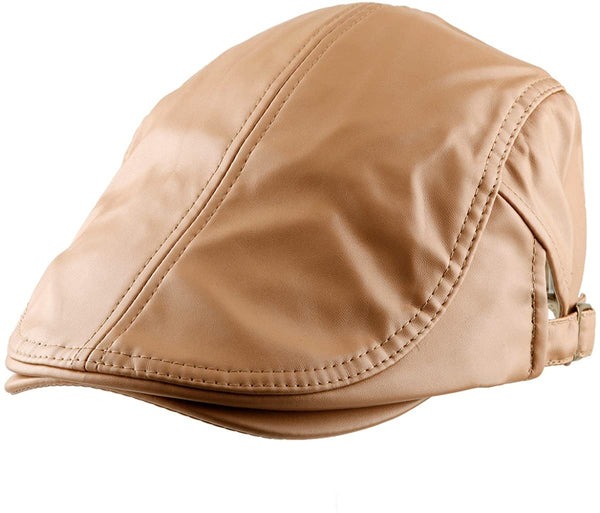 Vianen Light Brown PU Leather Classic Newsboy Cap