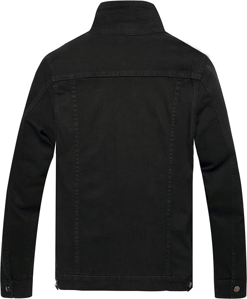 Classic Single-Breasted Black Men's Denim Jacket