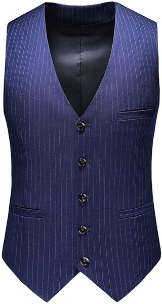 Pinstripe Navy Charming 3 Piece Double Breasted Suit