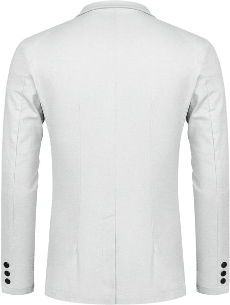 Men's White Lightweight Long Sleeve Lapel Blazer