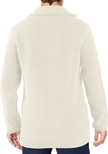 Formal White Shawl Collar Cardigan Sweater with Pockets