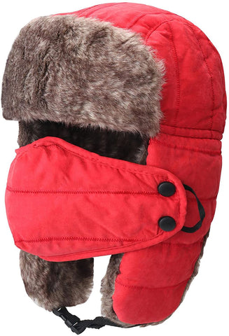 Jerome Warm Trapper Red Russian Hats with Mask