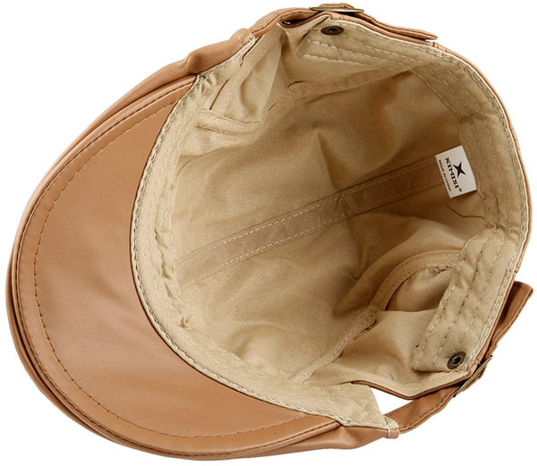 Vianen Light Brown PU Leather Classic Newsboy Cap