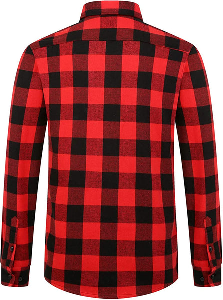 Fleece Lined Teal Plaid Men's Casual Long Sleeve Shirt