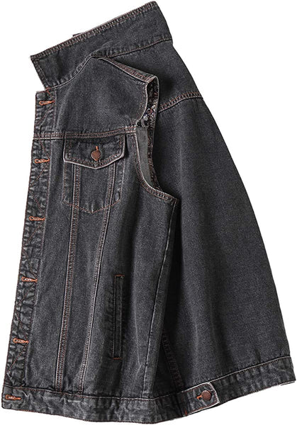 Men's Vintage Black Casual Sleeveless Denim Vest