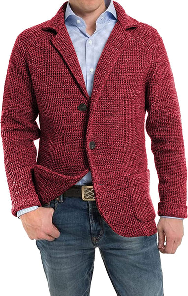 Formal Wine Shawl Collar Cardigan Sweater with Pockets