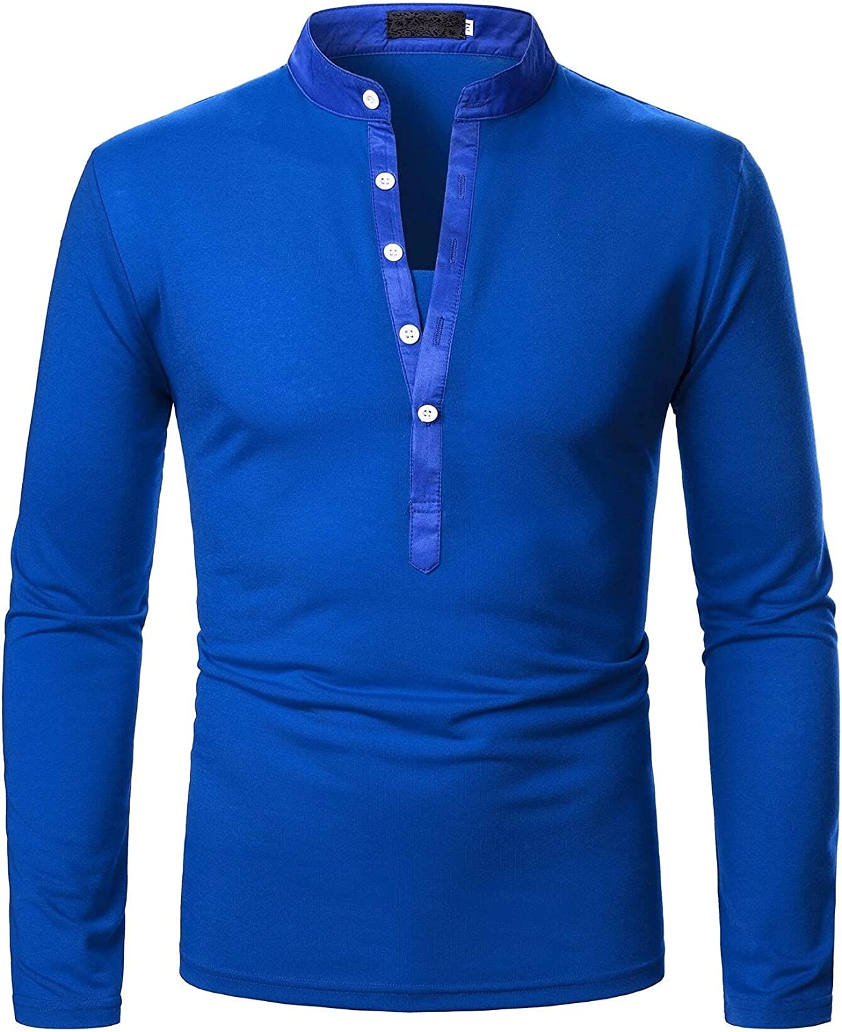 Calvin Blue Casual Long Sleeve Men's Henley Shirts