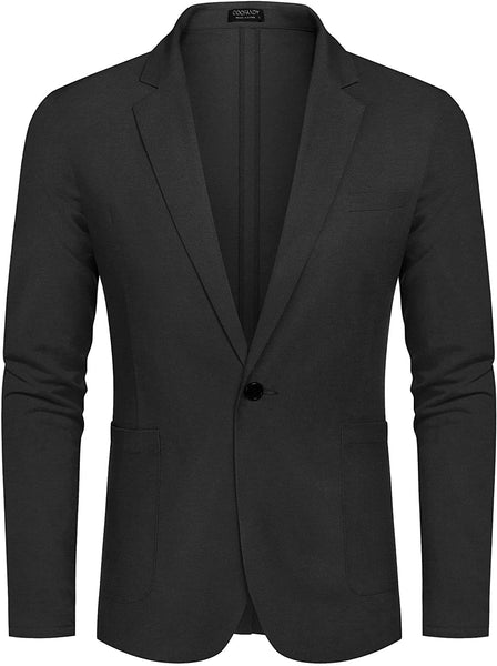 Men's Black Lightweight Long Sleeve Lapel Blazer