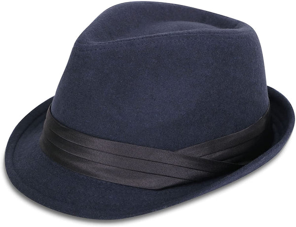 Franeker Black-Orange Classic Manhattan Trilby Fedora Hat