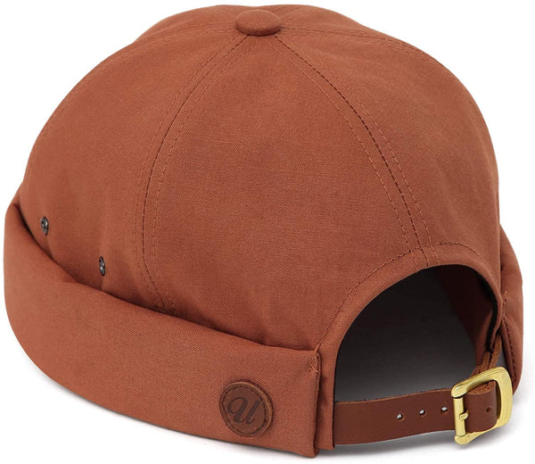 Geldrop Brick Brimless Leather Strap Beanie Cap