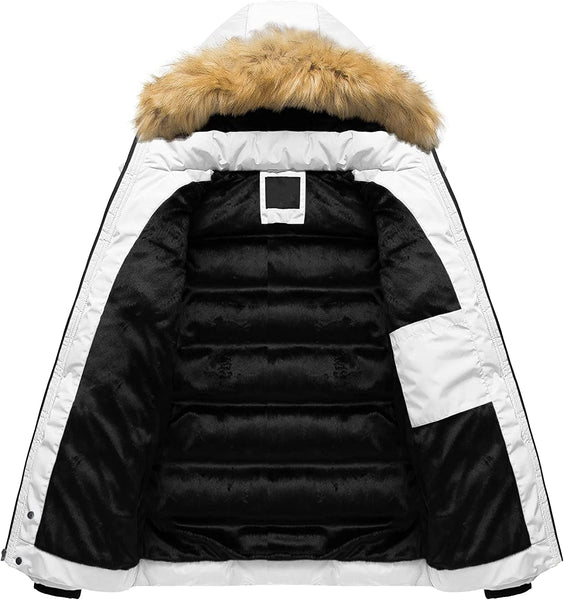 Winter Bubble White Parka Fur Hooded Men's Puffer Jacket