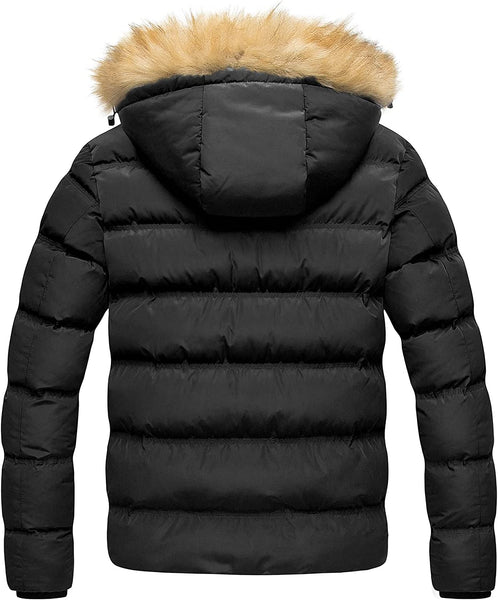 Winter Bubble Black Parka Fur Hooded Men's Puffer Jacket