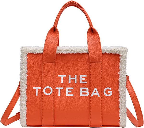 Trendy Fuzzy Blue Top Handle Tote Bag