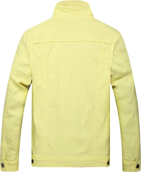 Classic Single-Breasted Yellow Men's Denim Jacket