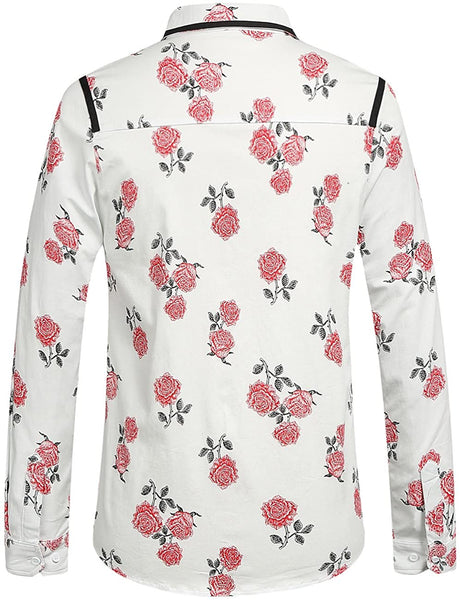 Paisley White Floral Men's Long Sleeve Shirt