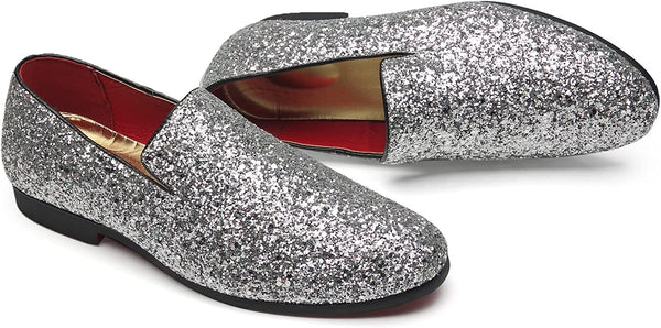 Glittered Silver Metallic Elegant Men's Loafer