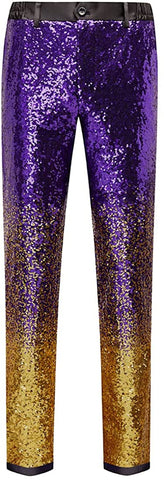 Fashion Purple-Gold Men's Sequins Pants