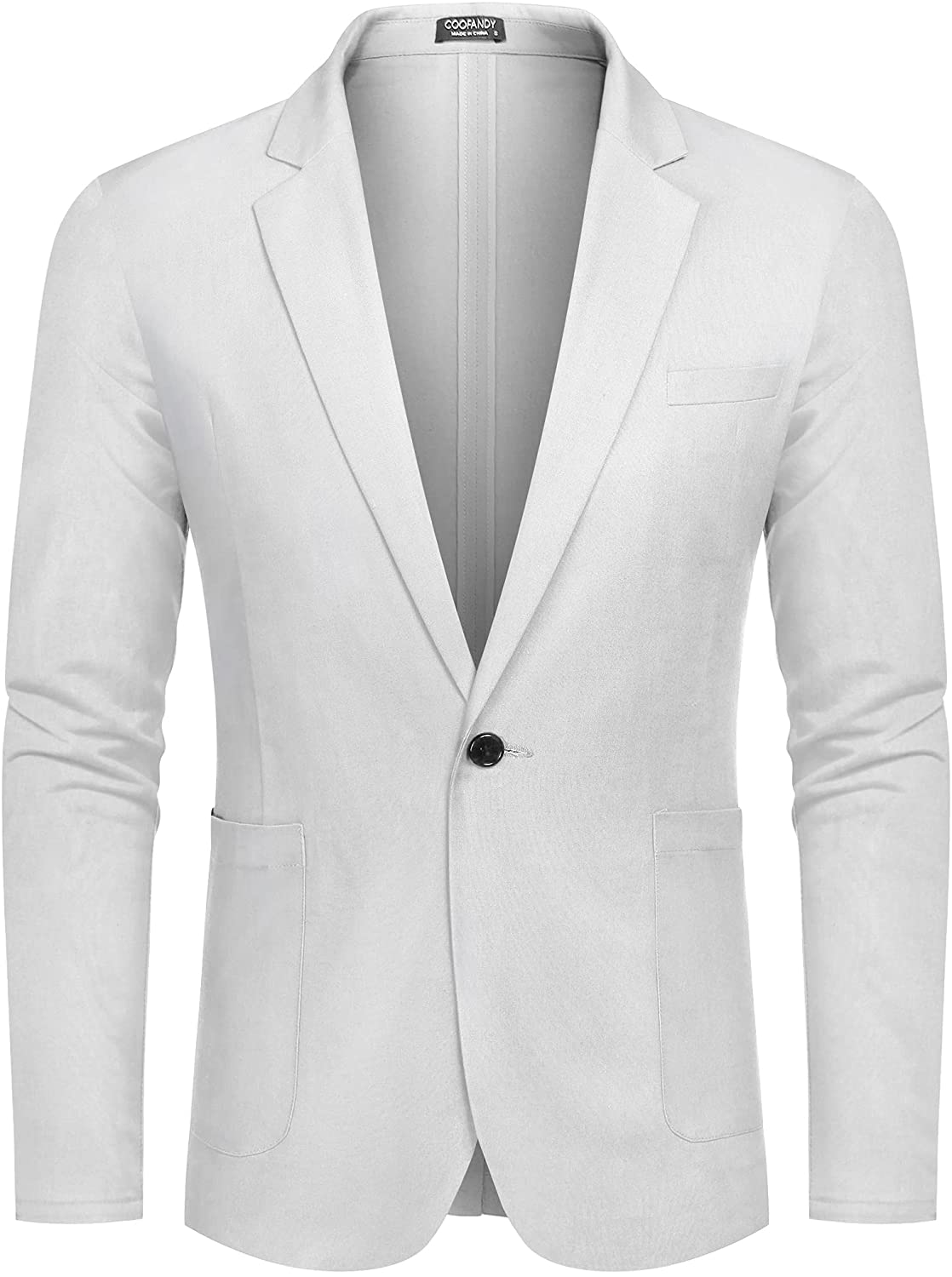 Men's White Lightweight Long Sleeve Lapel Blazer