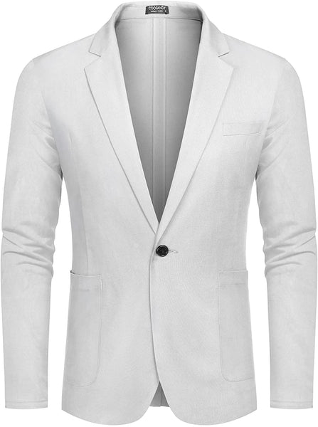 Men's White Lightweight Long Sleeve Lapel Blazer