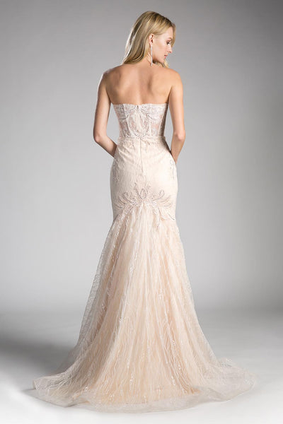 Sweetheart Champagne Strapless Lace Mermaid Gown