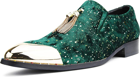 Gold Tassel Hunter Green Velvet Men's Tuxedo Shoes