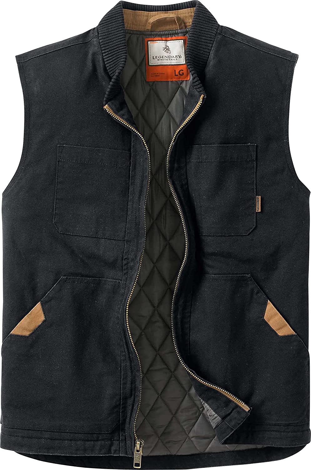 Quilted Black Canvas Cross Trail Men's Vest