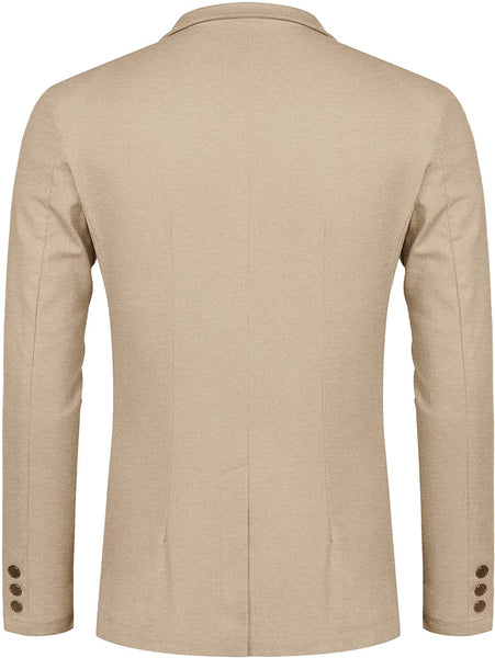 Men's Khaki Lightweight Notched Long Sleeve Lapel Blazer