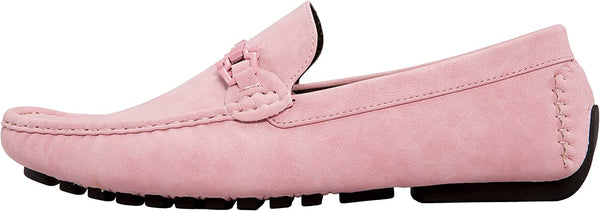 Men's Elegant Pink Moccasins Driving Shoes with Buckle