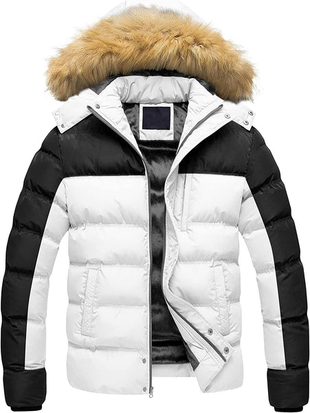 Winter Bubble White Parka Fur Hooded Men's Puffer Jacket