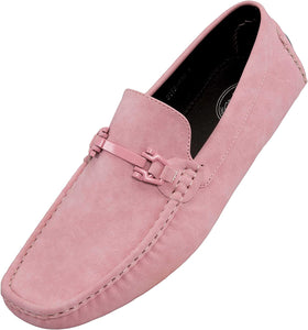 Men's Elegant Pink Moccasins Driving Shoes with Buckle