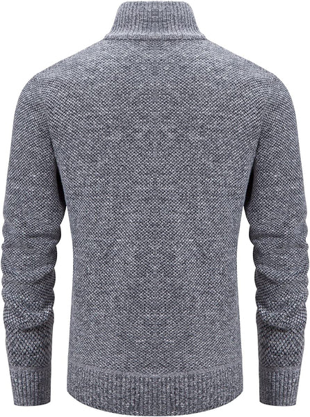 Men's Light Grey Slim Fit Sweater Knitted Cardigan with Pockets