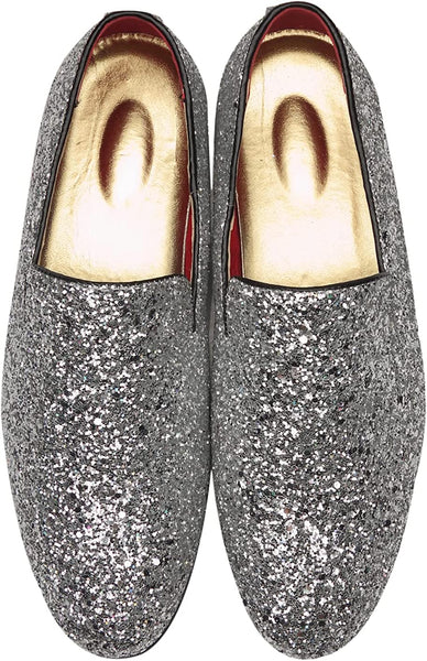 Glittered Silver Metallic Elegant Men's Loafer