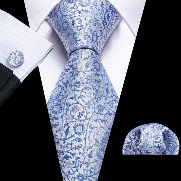 Men's Gold Print Silk Tie Set w/Handkerchief & Cufflinks