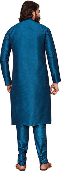 Men's Blue Kurta Pajama Set Festive Season Ethnic  Suit 2 Piece