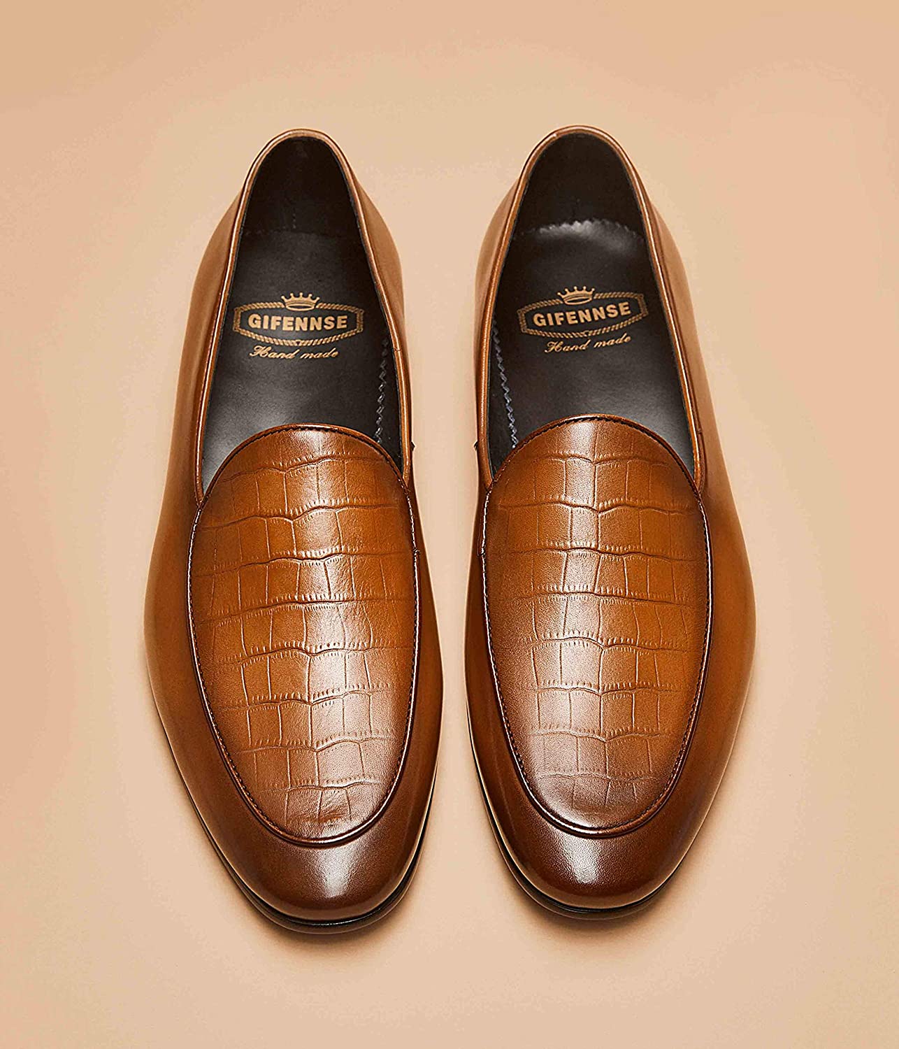 Casual Brown Slip-On Loafers Leather Formal Shoes