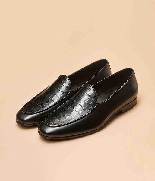 Men's Black Slip-On Leather Formal Shoes