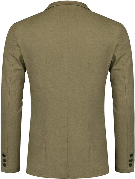 Men's Army Green Lightweight Long Sleeve Lapel Blazer