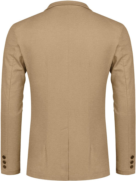 Men's Khaki Lightweight Long Sleeve Lapel Blazer