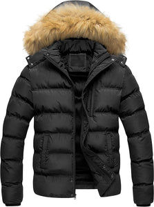 Winter Bubble Black Parka Fur Hooded Men's Puffer Jacket