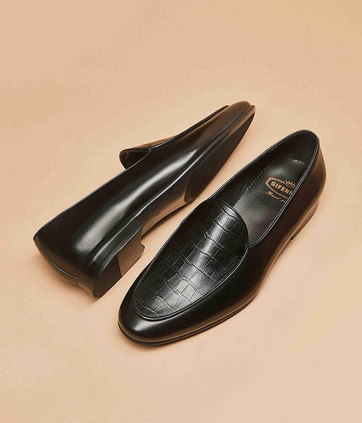 Men's Black Slip-On Leather Formal Shoes