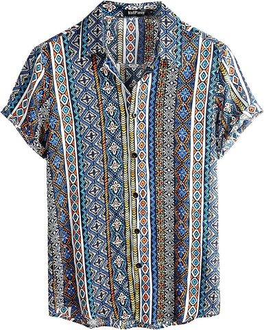 Men's Festival Multi Print Casual Short Sleeve Shirt