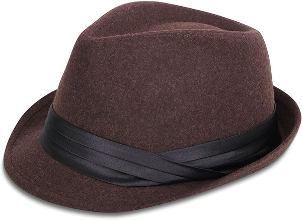 Franeker Black-Orange Classic Manhattan Trilby Fedora Hat